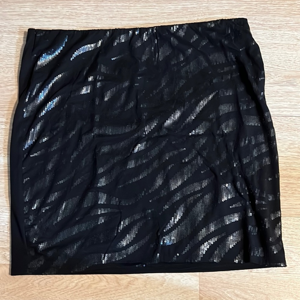 Torrid Plus Size Black Zebra Sequin Mini Skirt - image 2